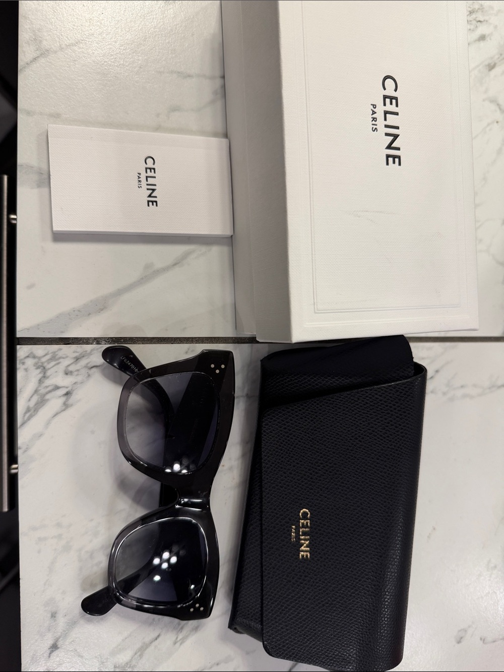 Celine Black Square Oversized Sunglasses with Branded Case